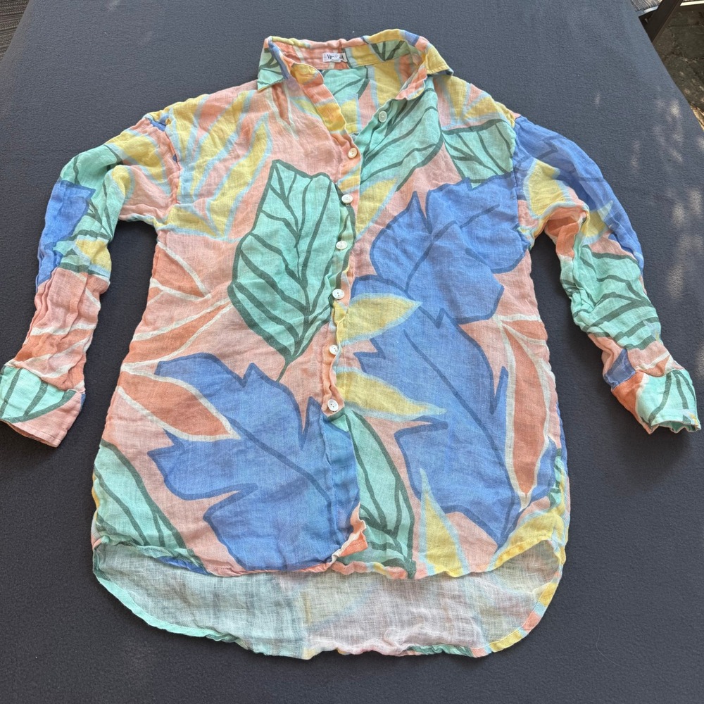 Vitamin A Multicolor Tropical Leaf Button-Down Shirt
